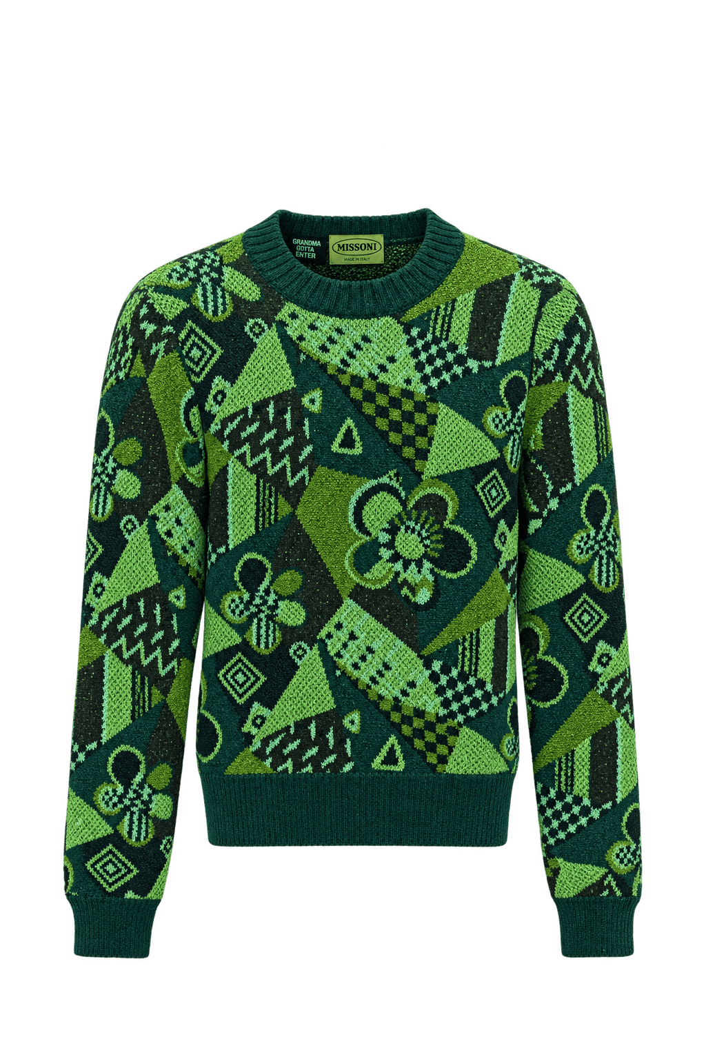 1990s Dark Forest Green Knit Sweater - Front View