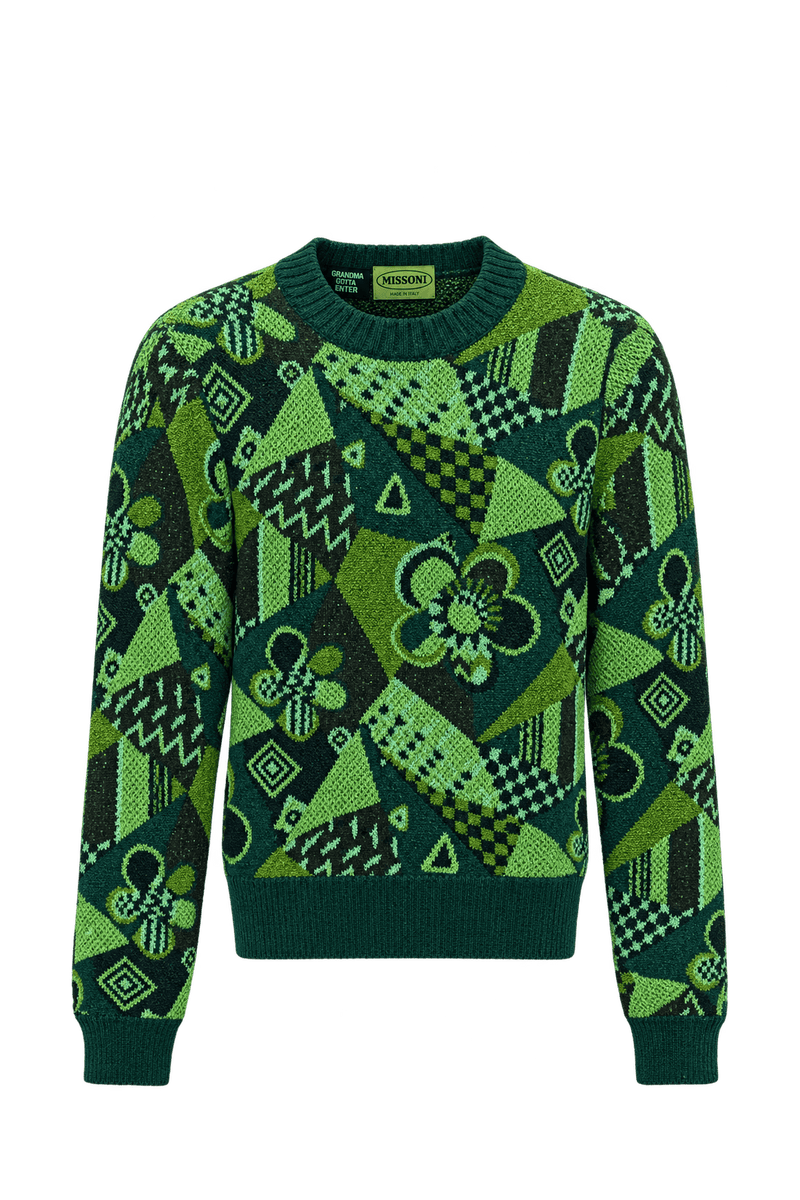 1990s Dark Forest Green Knit Sweater - Front View