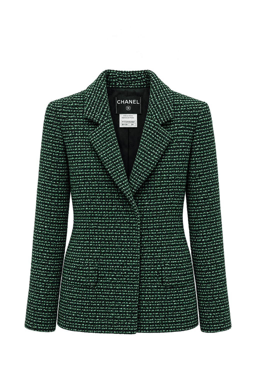 1990s Black Tweed Blazer - Front View