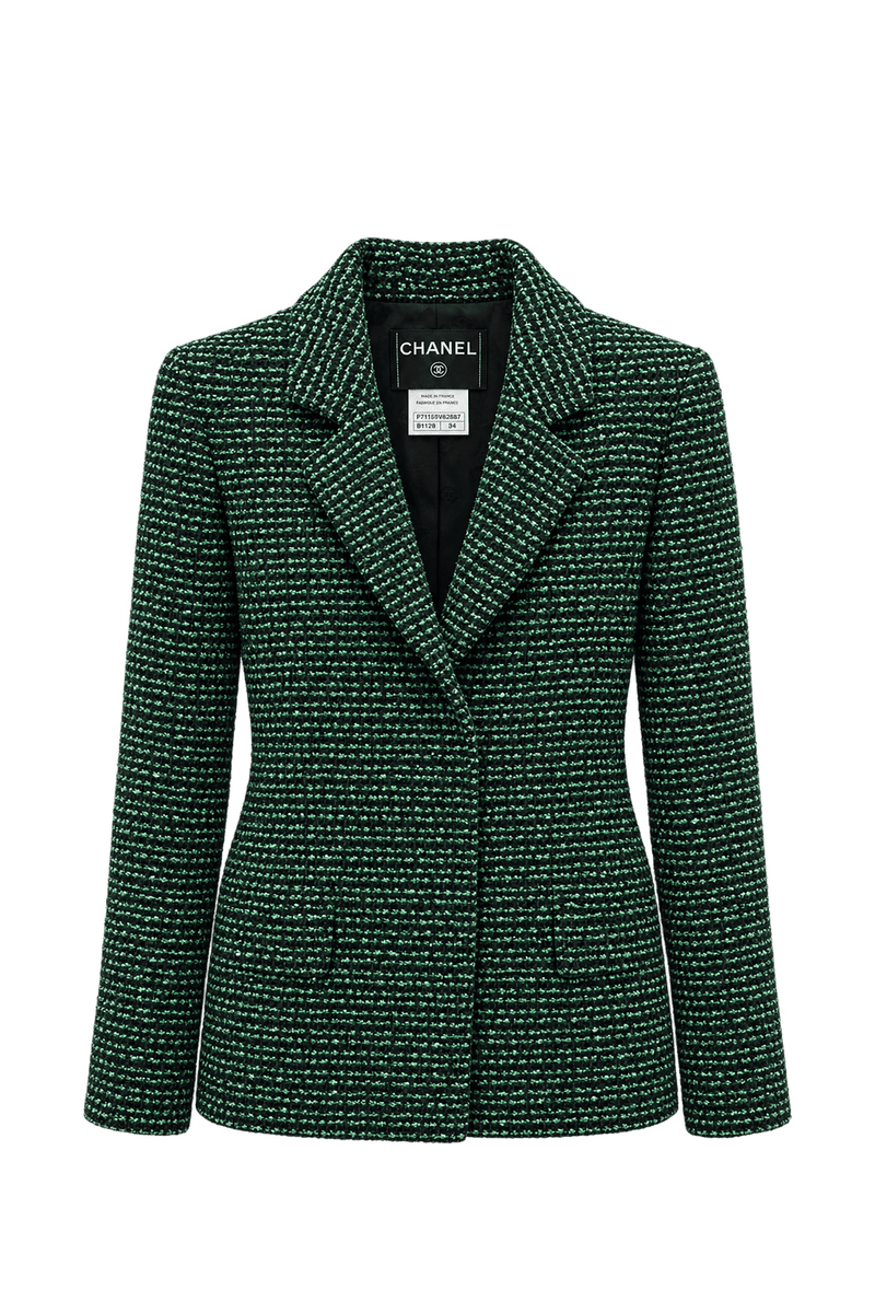 1990s Black Tweed Blazer - Front View