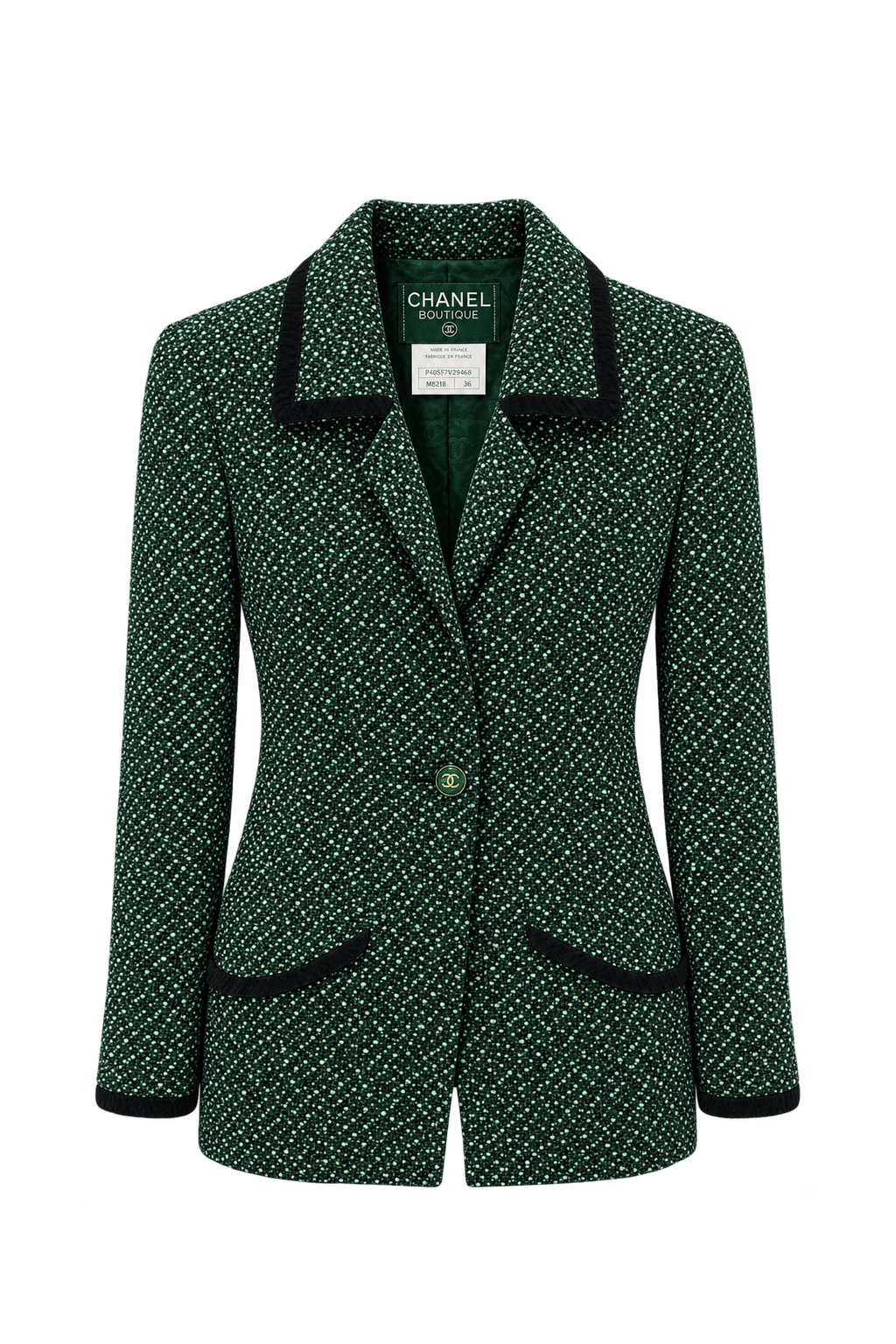 1980s Black Tweed Blazer - Front View
