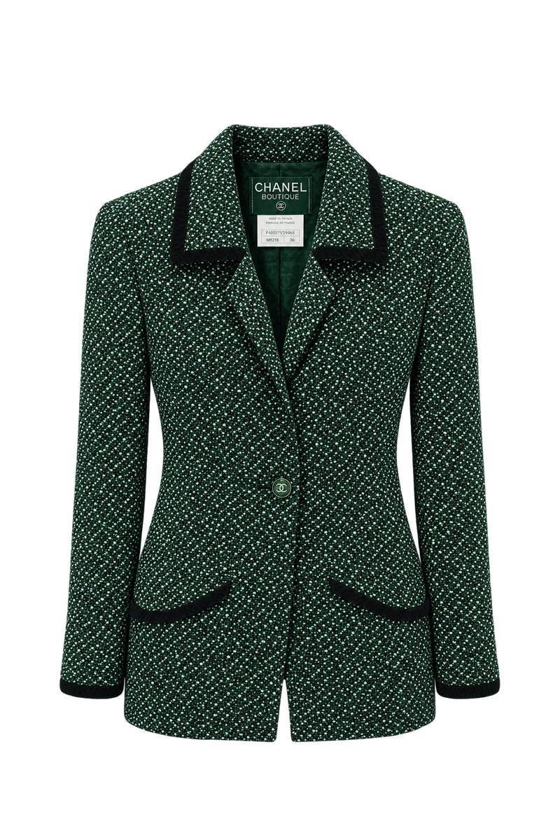 1980s Black Tweed Blazer - Front View