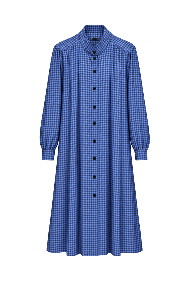 1980s Cobalt Blue Synthetic Midi Dress - Front View