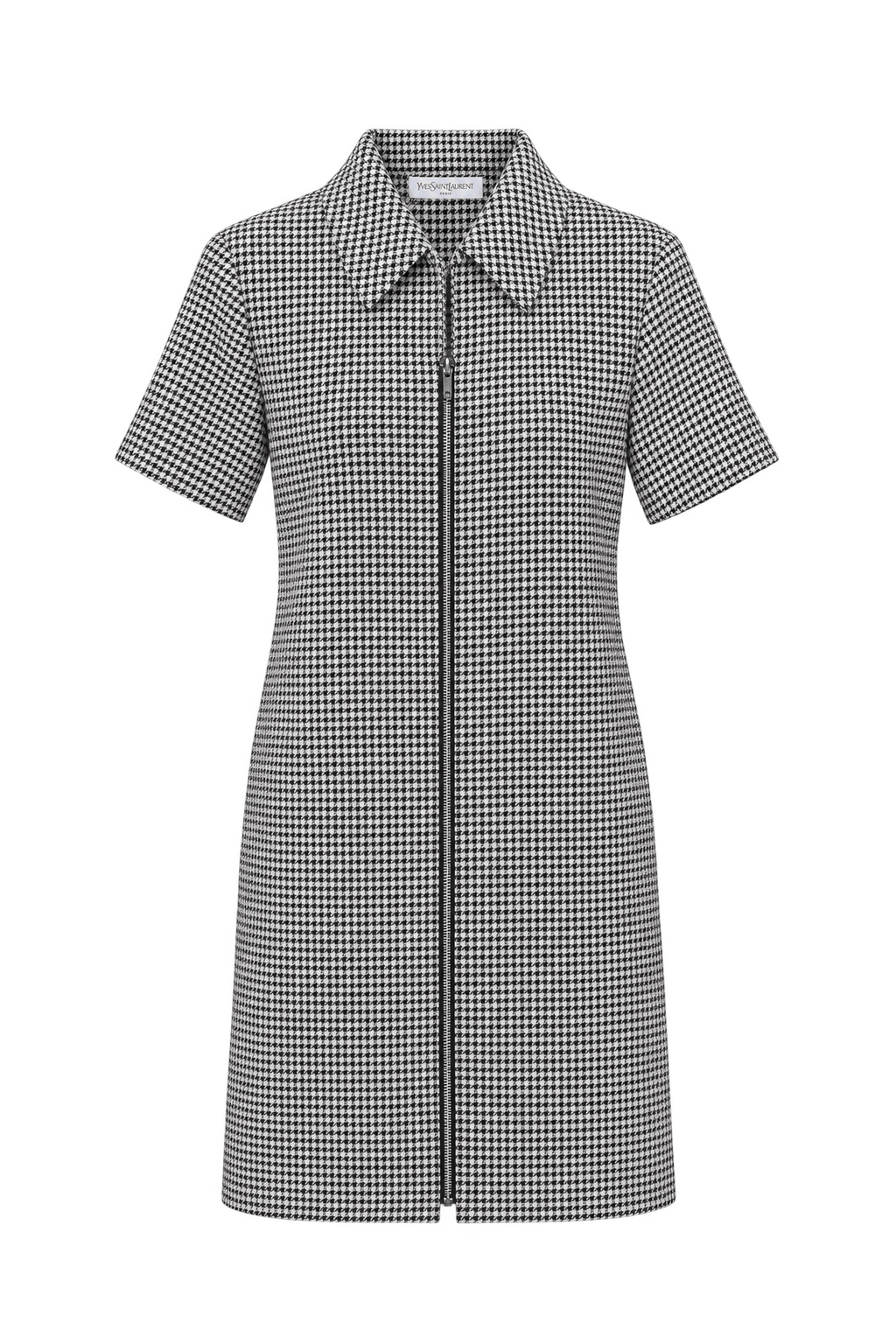 1980s Black and White Woven Shift Dress - Front View