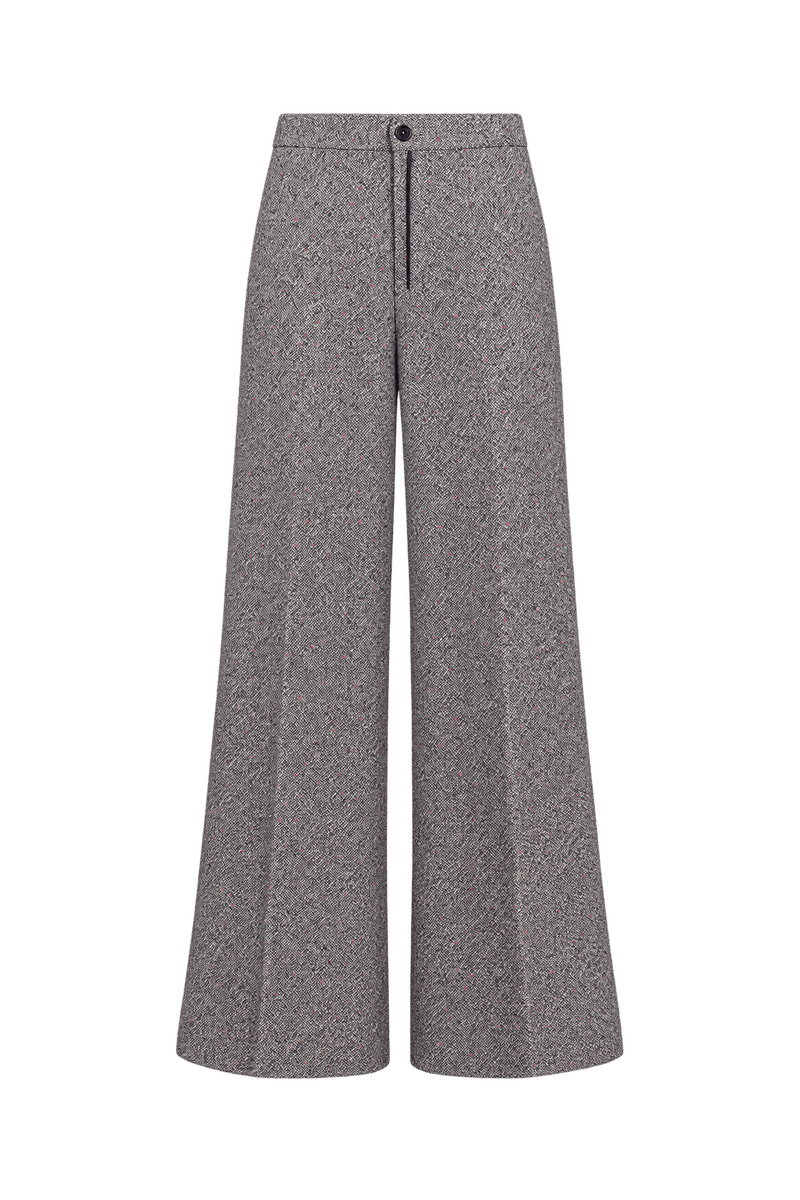 1960s Salt-and-Pepper Grey Woven Pants - Front View
