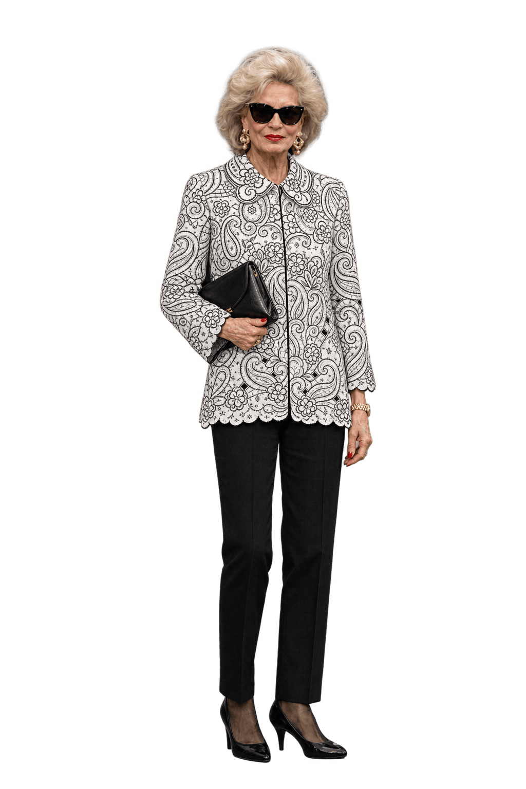 1980s Cream White Woven Fabric Jacket - Model