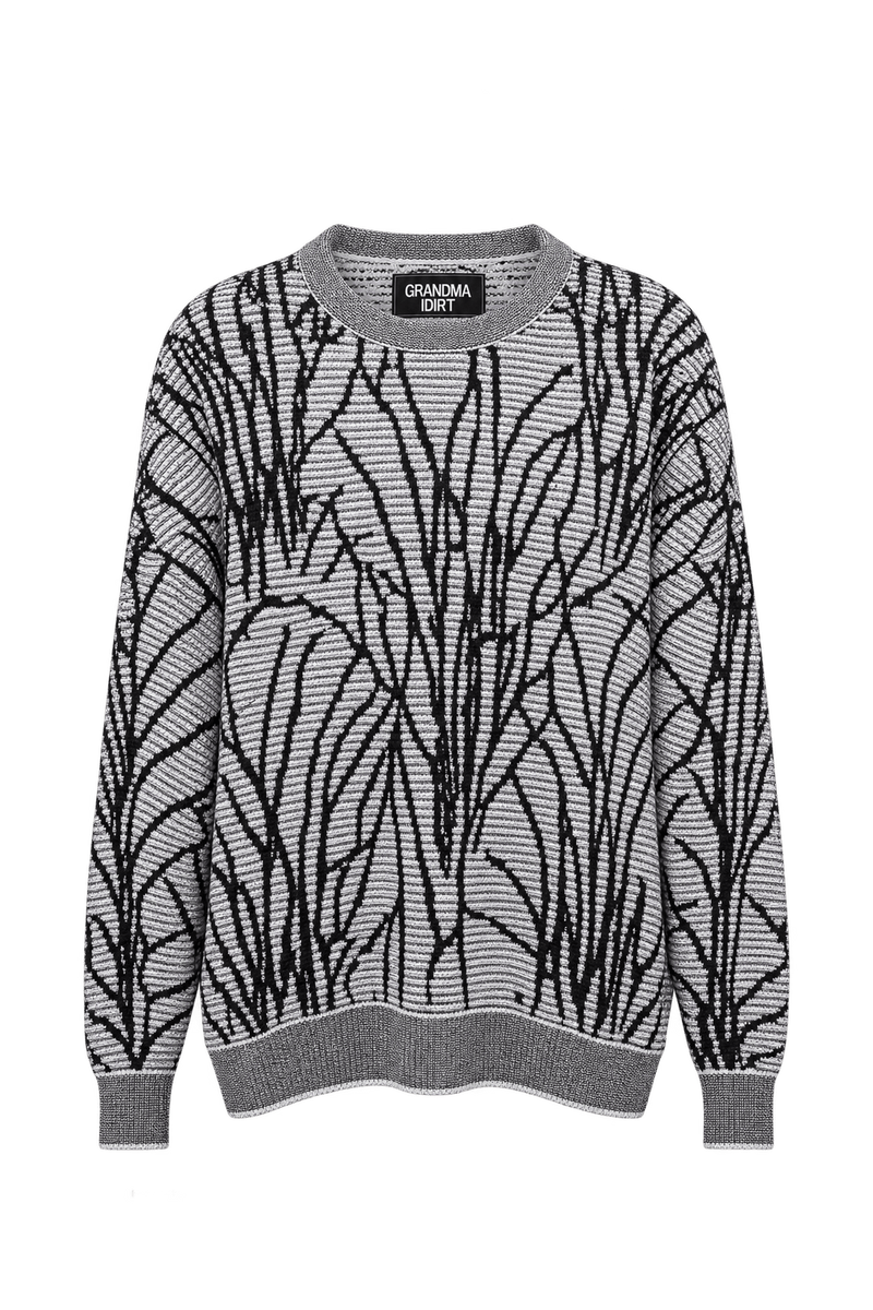 1980s Light Gray Knit Sweater - Front View
