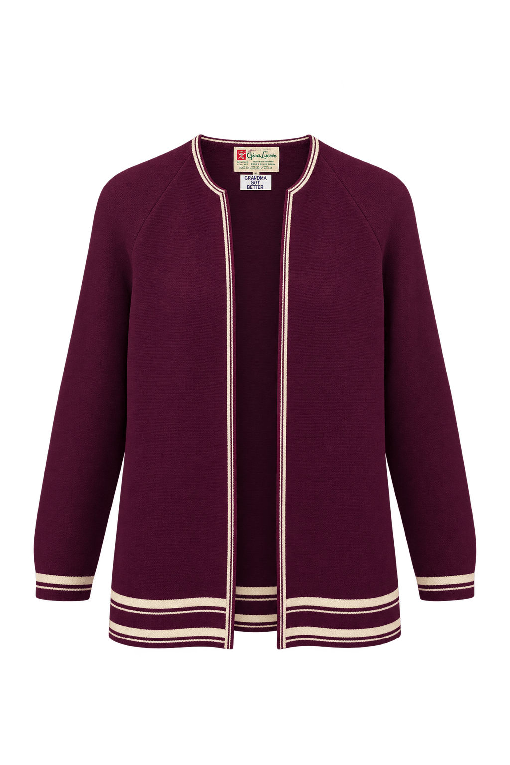 1960s Deep Burgundy Knit Cardigan - Front View