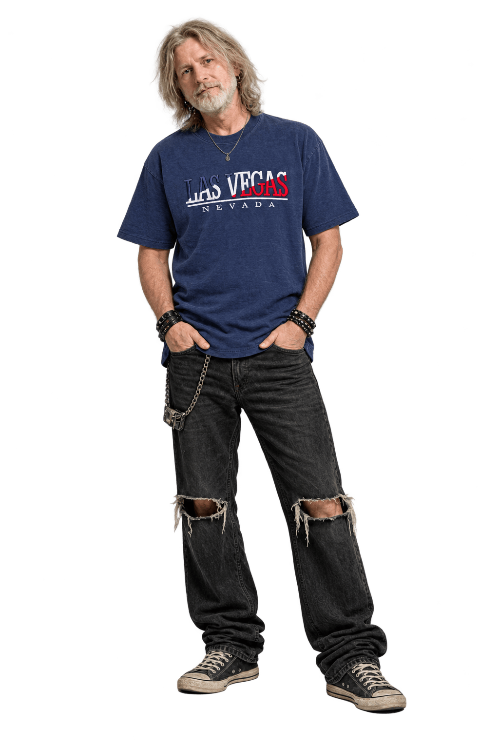 1990s Navy Blue Cotton Jersey T-Shirt - Model