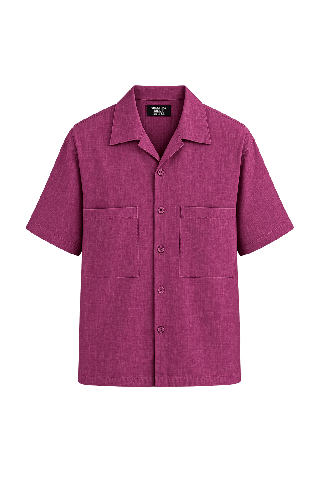 1990s Deep Magenta Purple Woven Button-Down Shirt - Front View