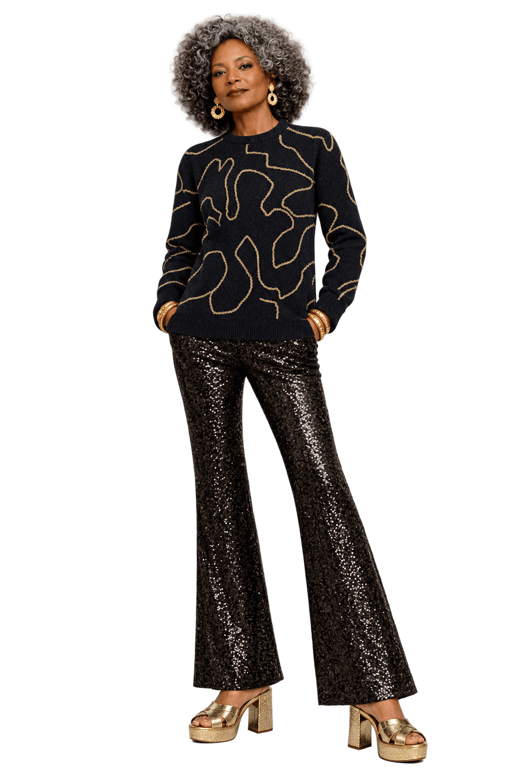 1980s Black Knit Sweater - Model