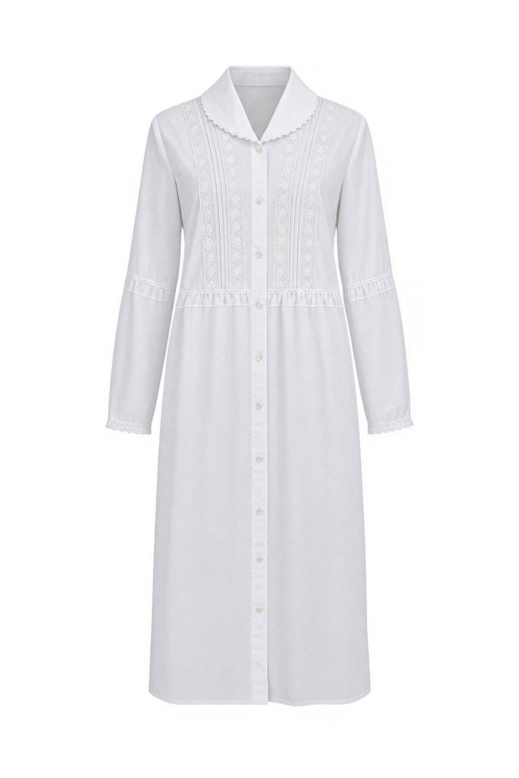 1970s White Woven Fabric Nightgown - Front View