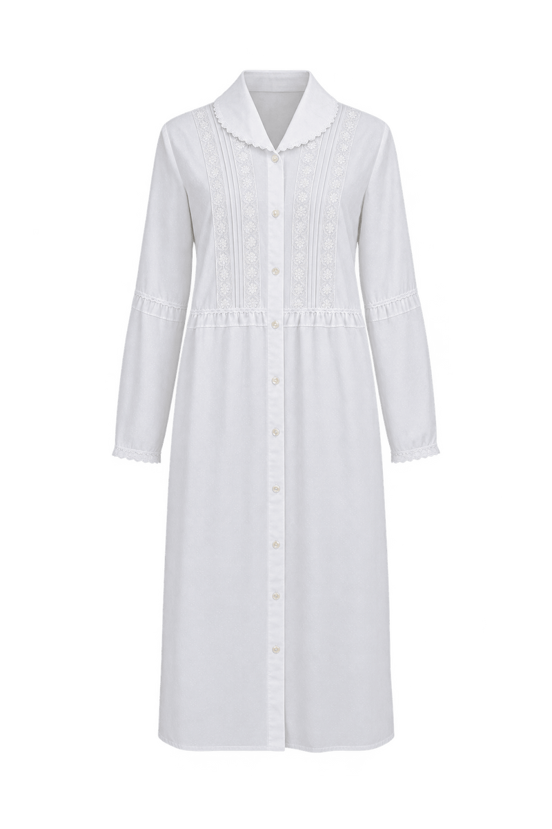 1970s White Woven Fabric Nightgown - Front View