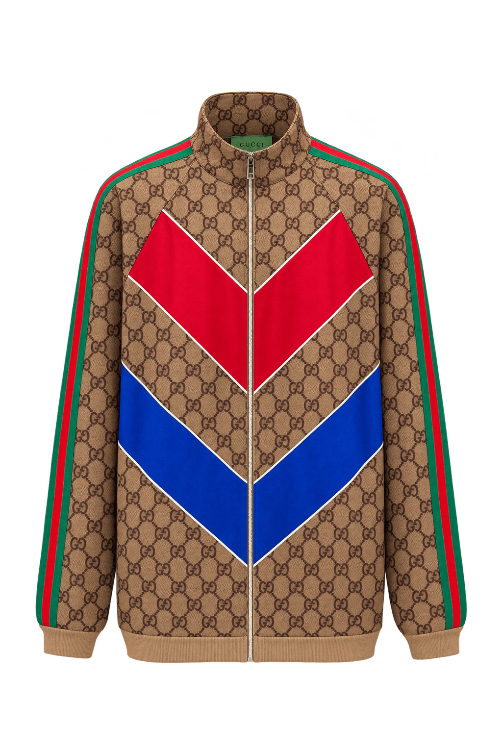 1990s Tan and Brown Synthetic Knit Jacket - Front View