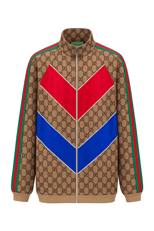 1990s Tan and Brown Synthetic Knit Jacket - Front View