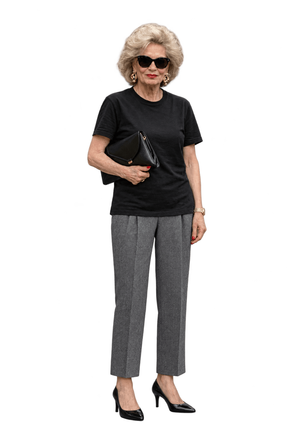 1980s Black and White Woven Pants - Model