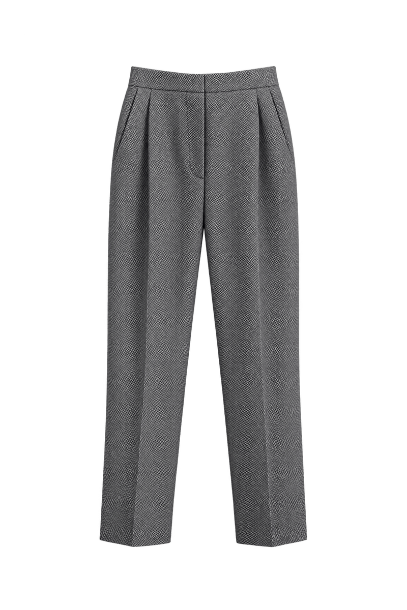 1980s Black and White Woven Pants - Front View
