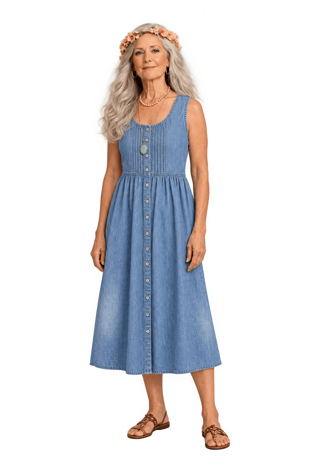 1970s Faded Light Blue Denim Jumpsuit - Model