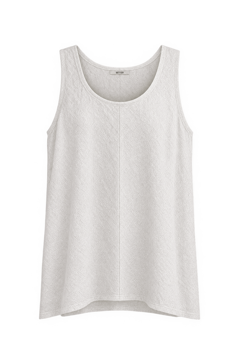 1990s Ivory White Woven Fabric Tank Top - Front View