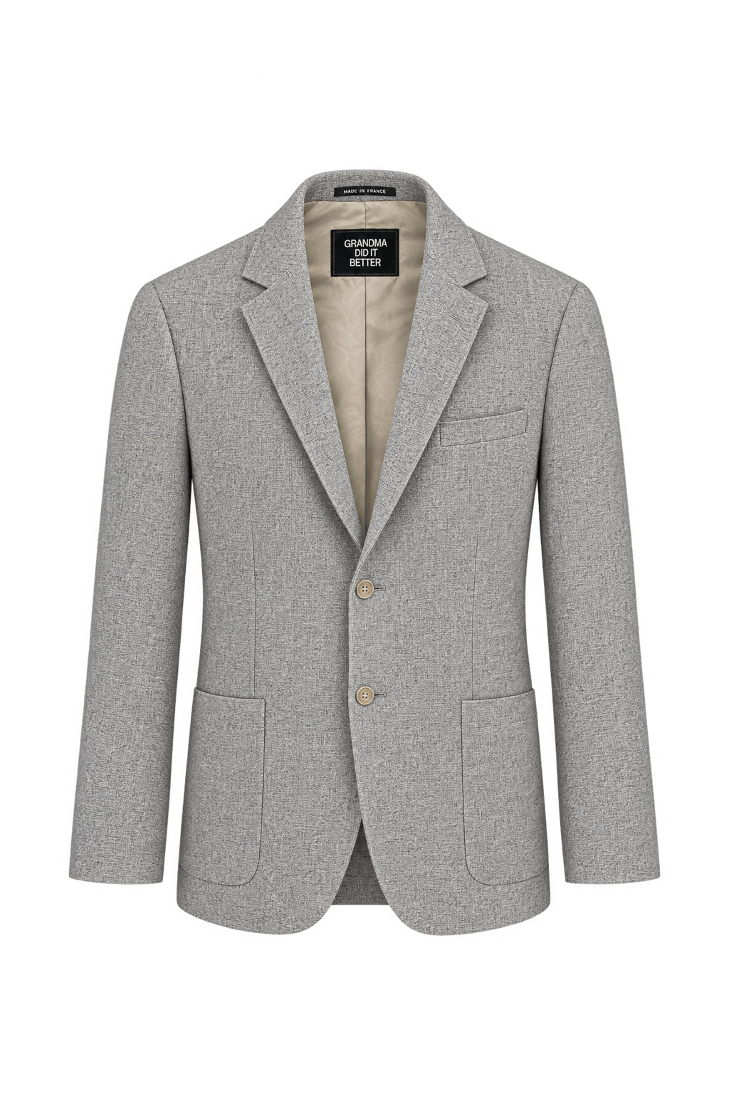 1980s Light Grey Woven Blazer - Front View