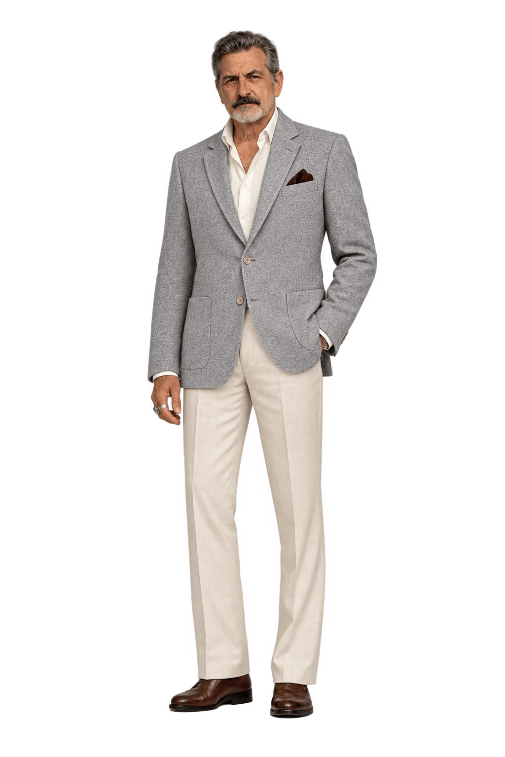1980s Light Grey Woven Blazer - Model