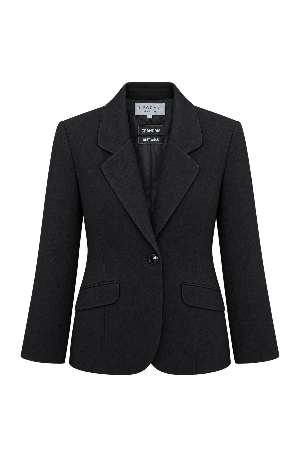 1980s Black Woven Blazer - Front View