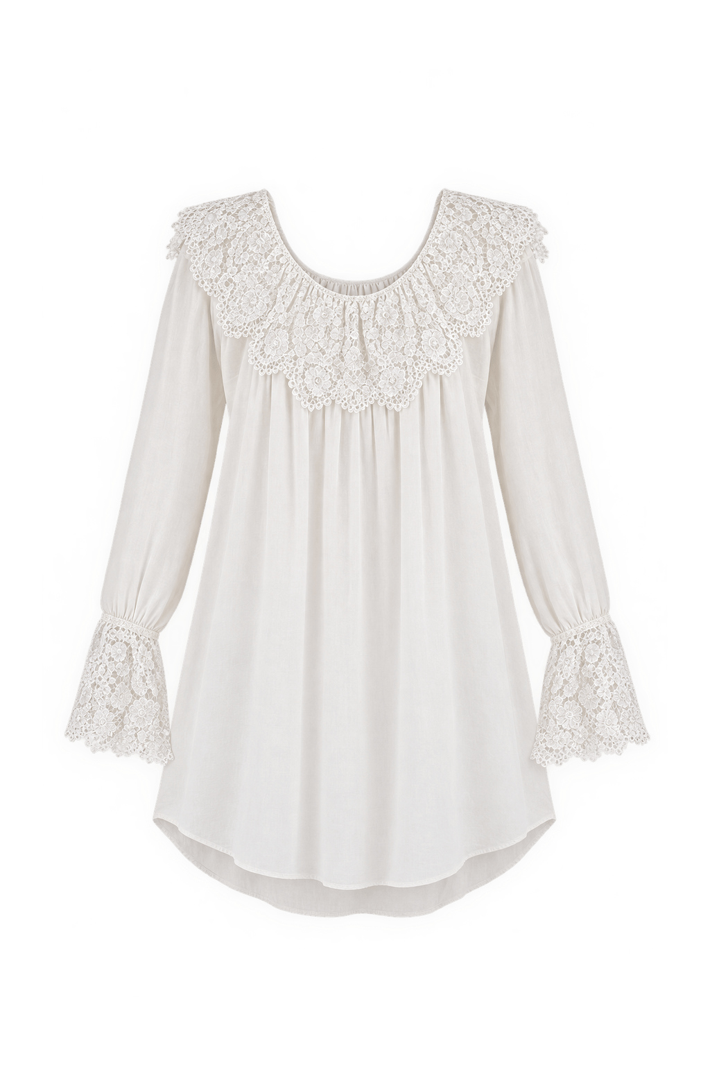 1970s Ivory White Lightweight Dress - Front View