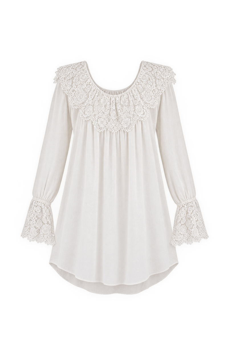 1970s Ivory White Lightweight Dress - Front View