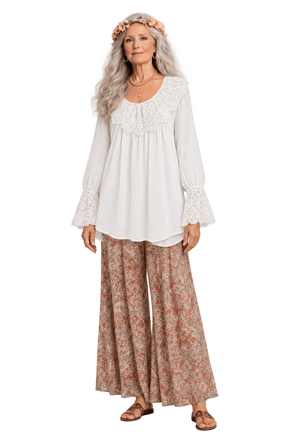 1970s Ivory White Lightweight Dress - Model