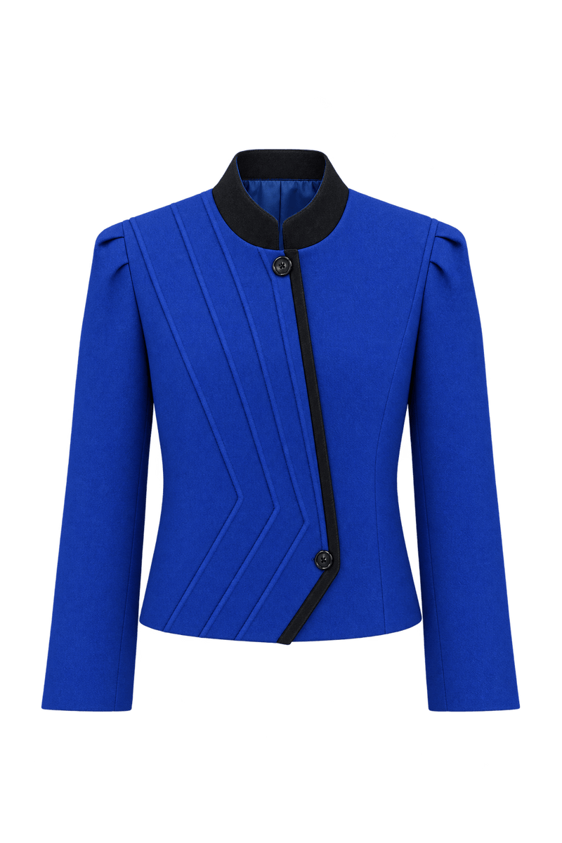 1980s Cobalt Blue Woven Jacket - Front View