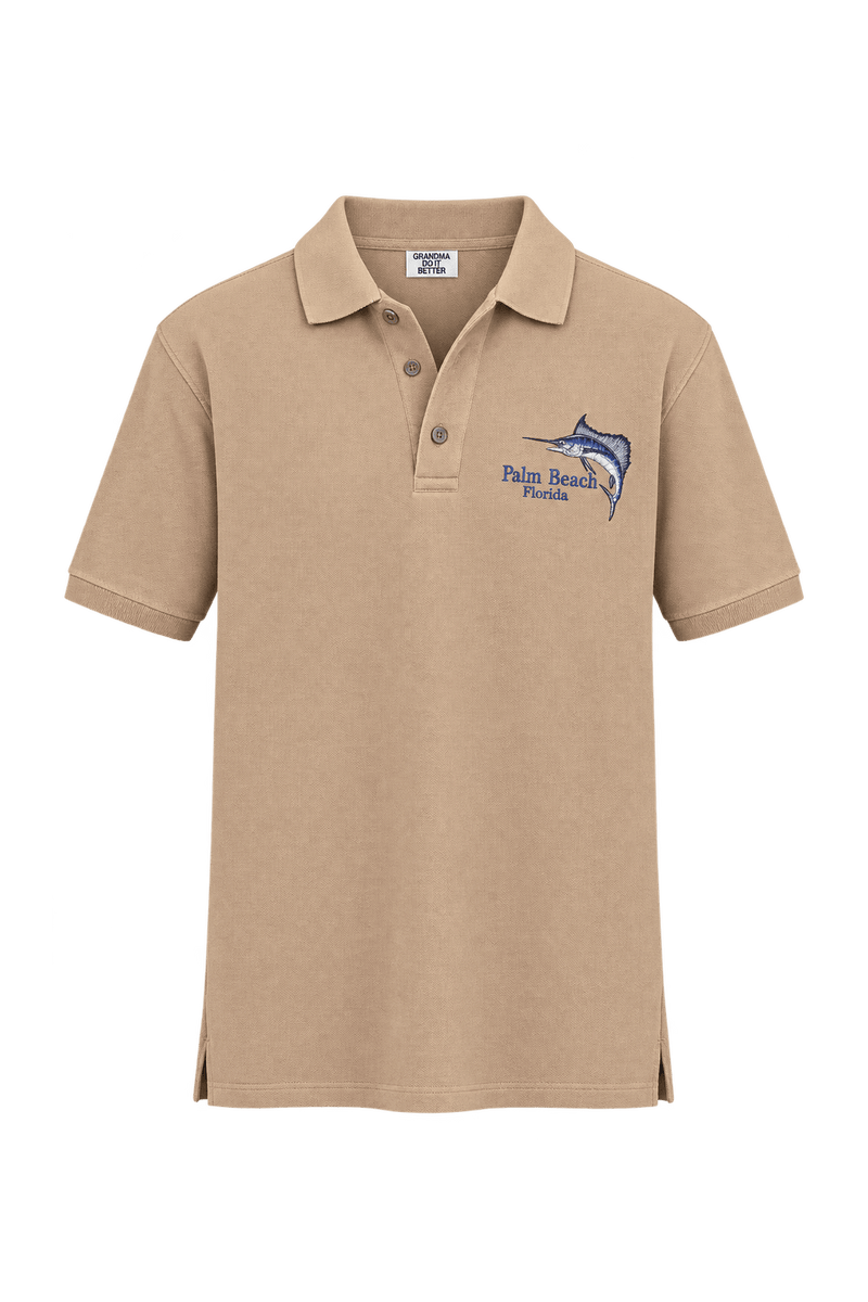 1990s Sand Beige Cotton Piqué Polo - Front View