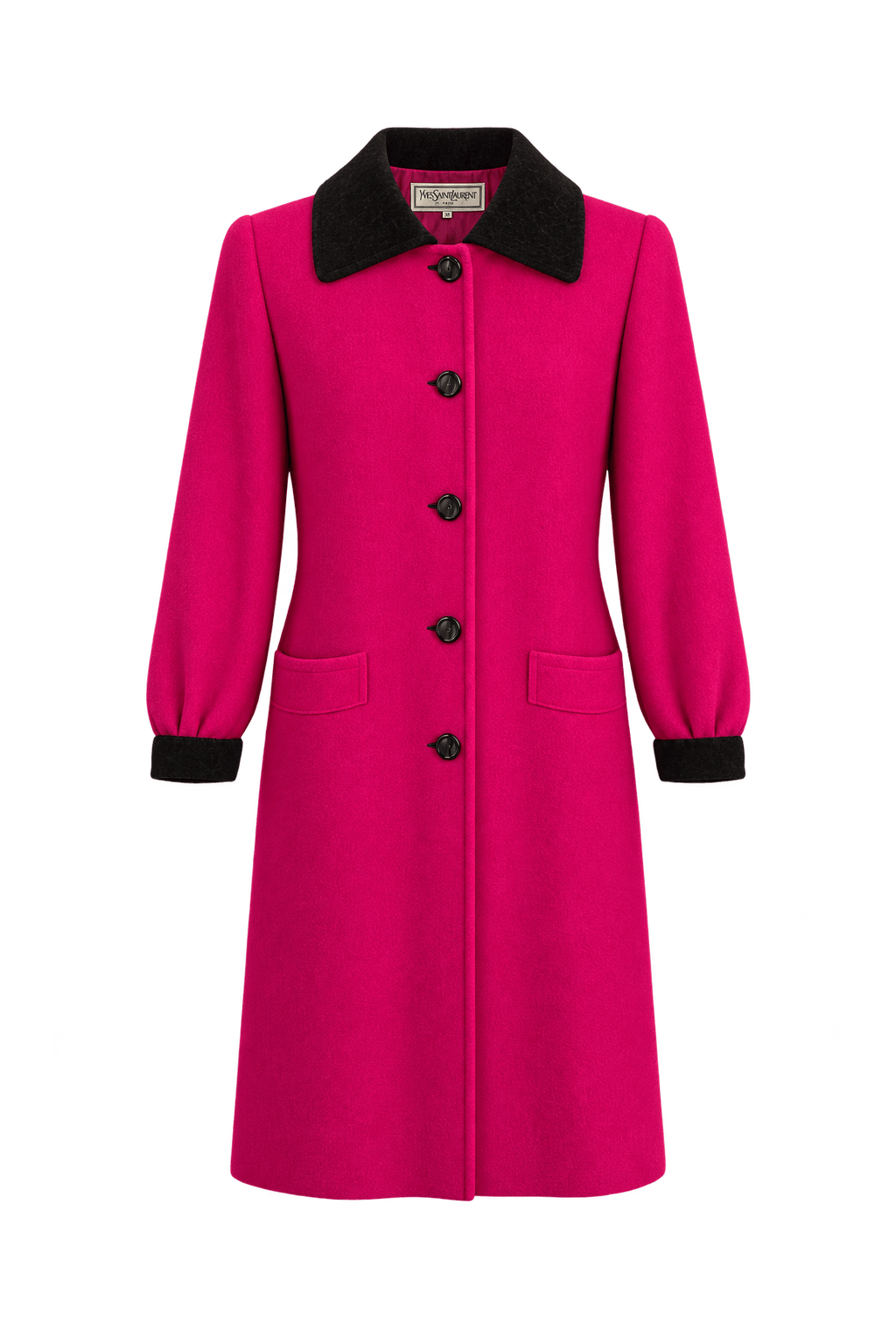 1980s Vivid Fuchsia Pink Wool-like Coat - Front View