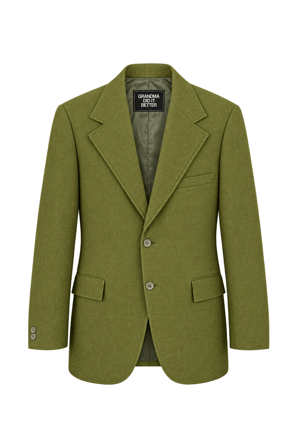 1980s Olive Green Woven Blazer - Front View