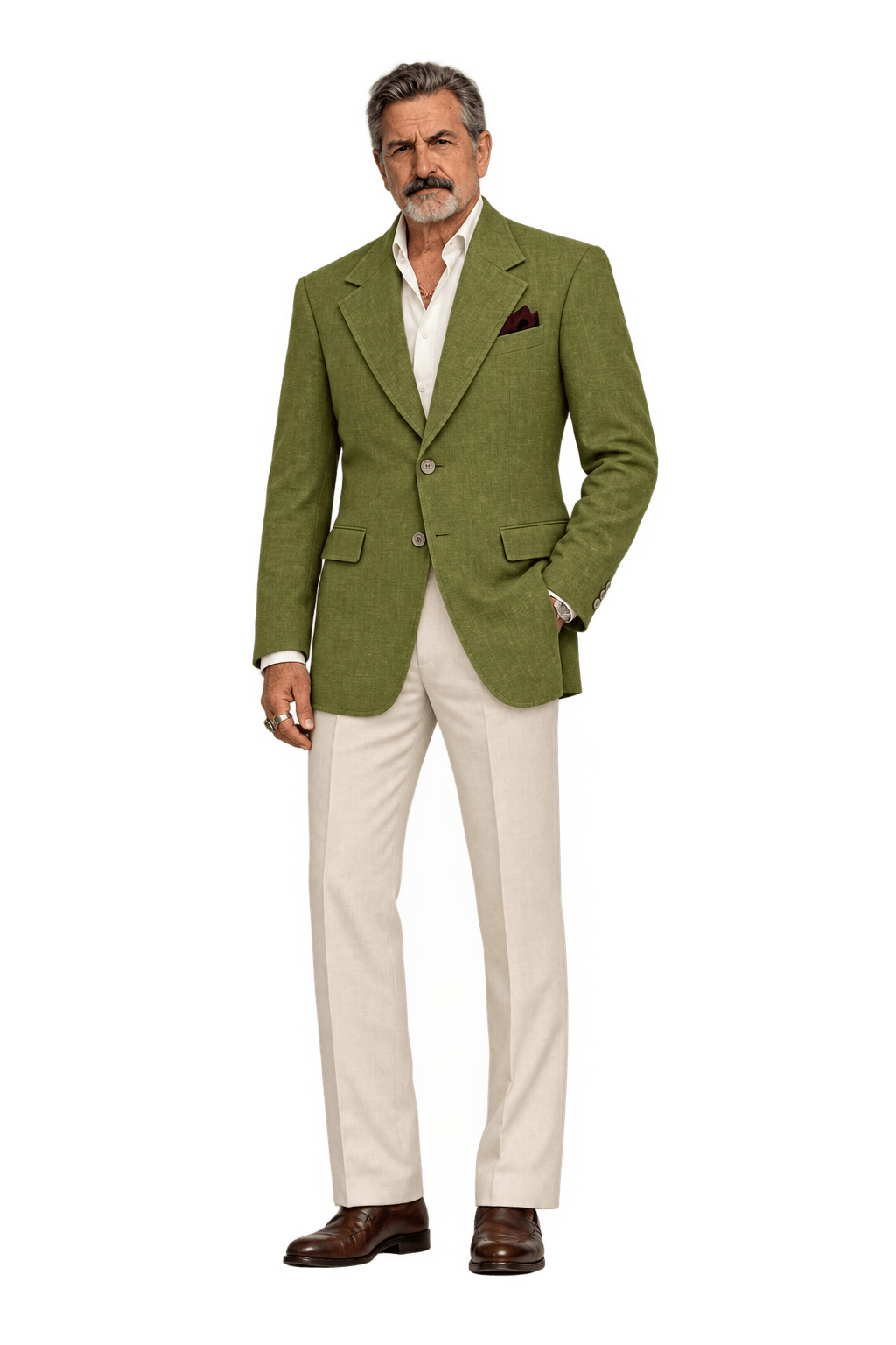 1980s Olive Green Woven Blazer - Model