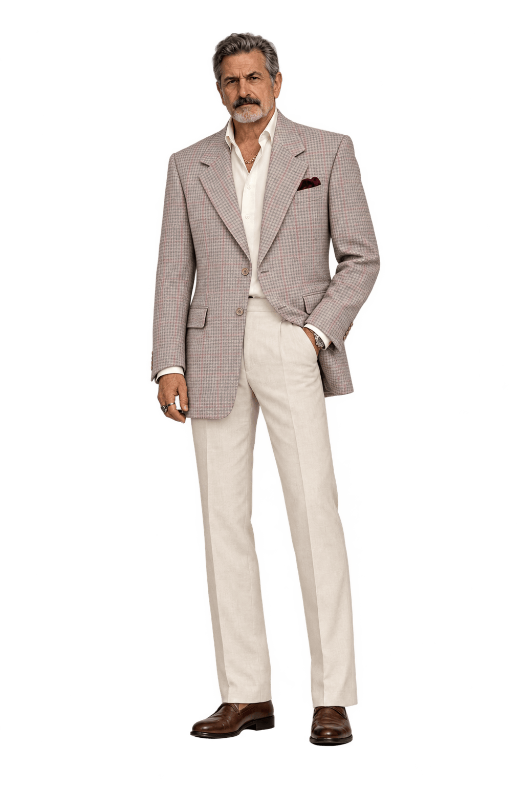 1980s Light Beige Woven Blazer - Model