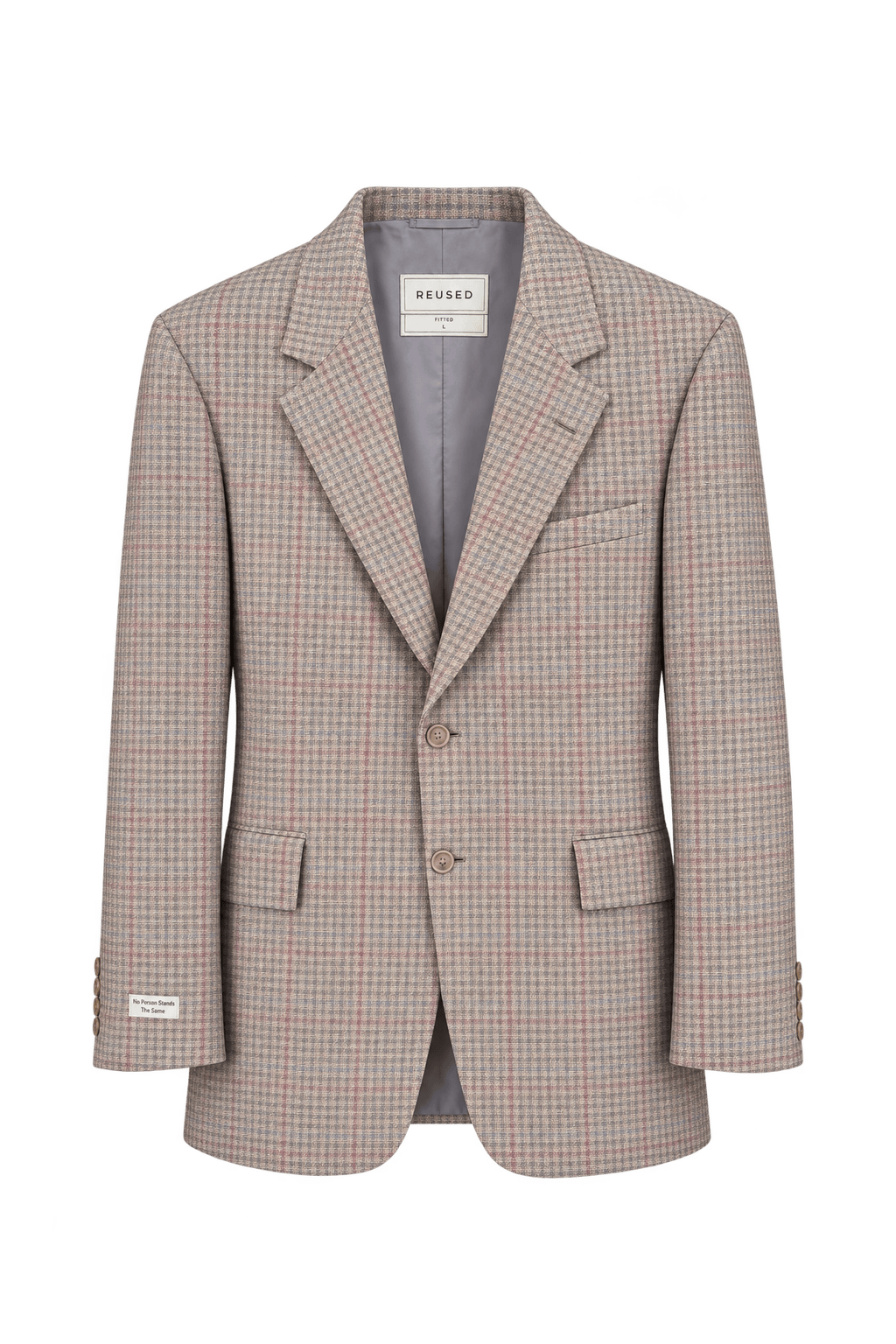 1980s Light Beige Woven Blazer - Front View
