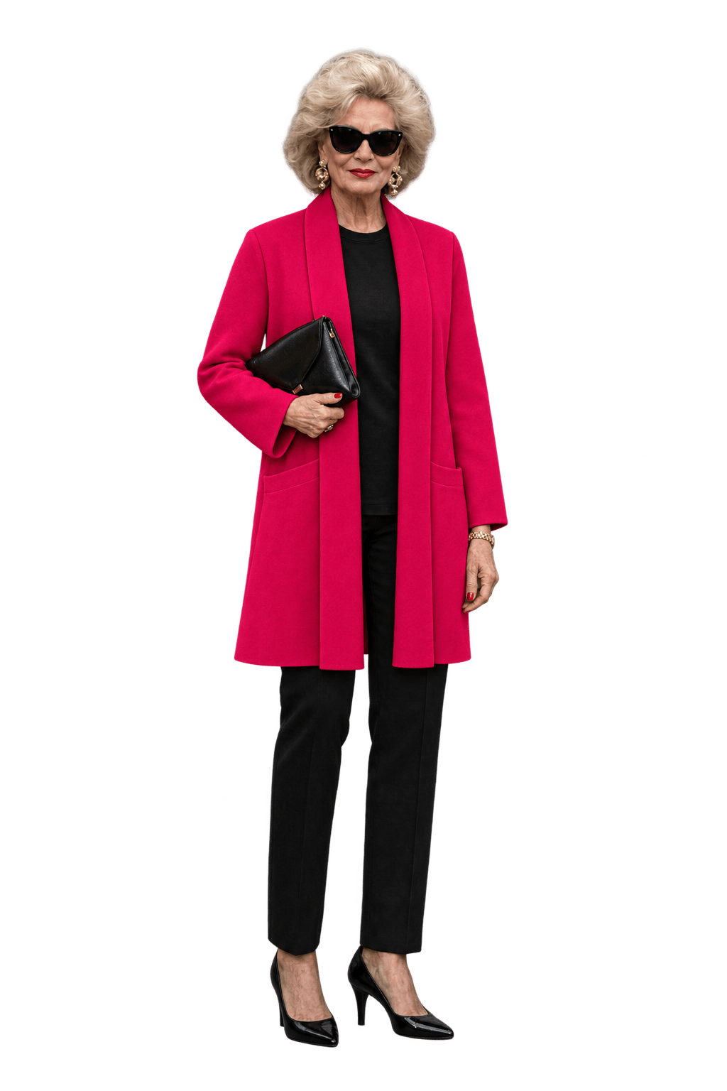 1980s Vivid Fuchsia Pink Woven Cardigan - Model