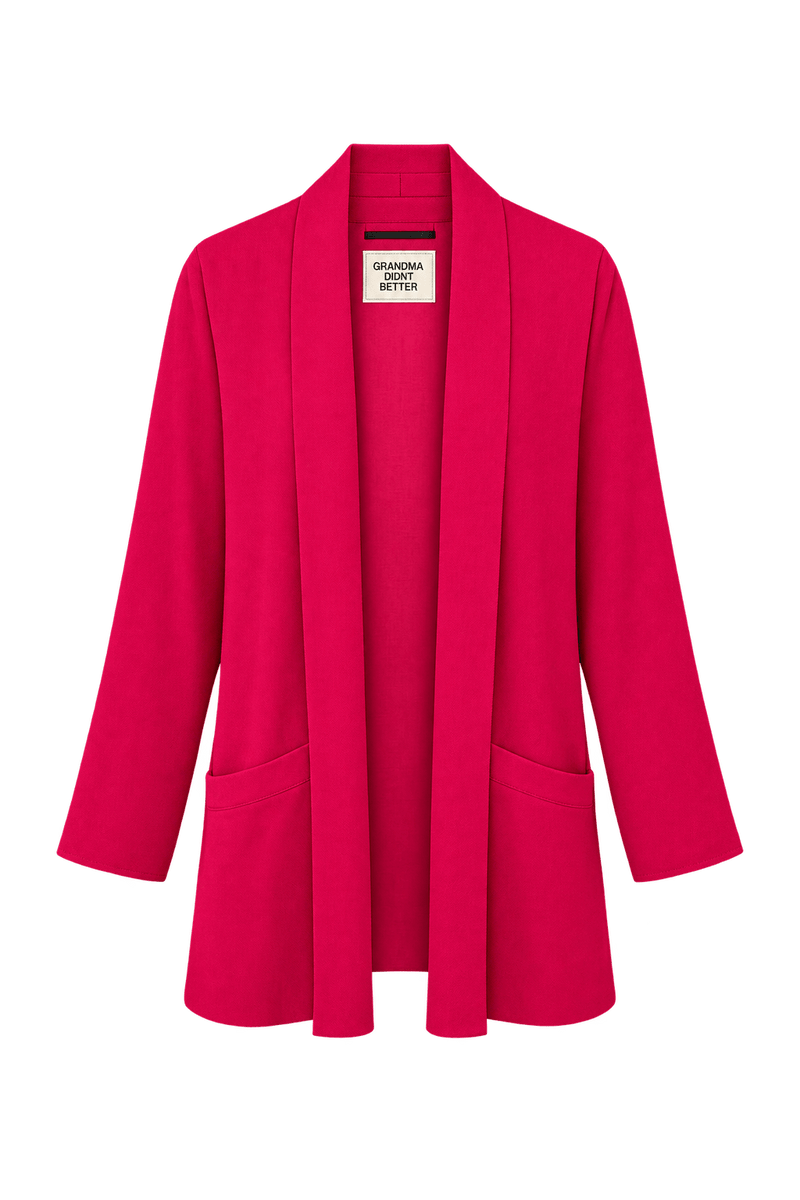 1980s Vivid Fuchsia Pink Woven Cardigan - Front View