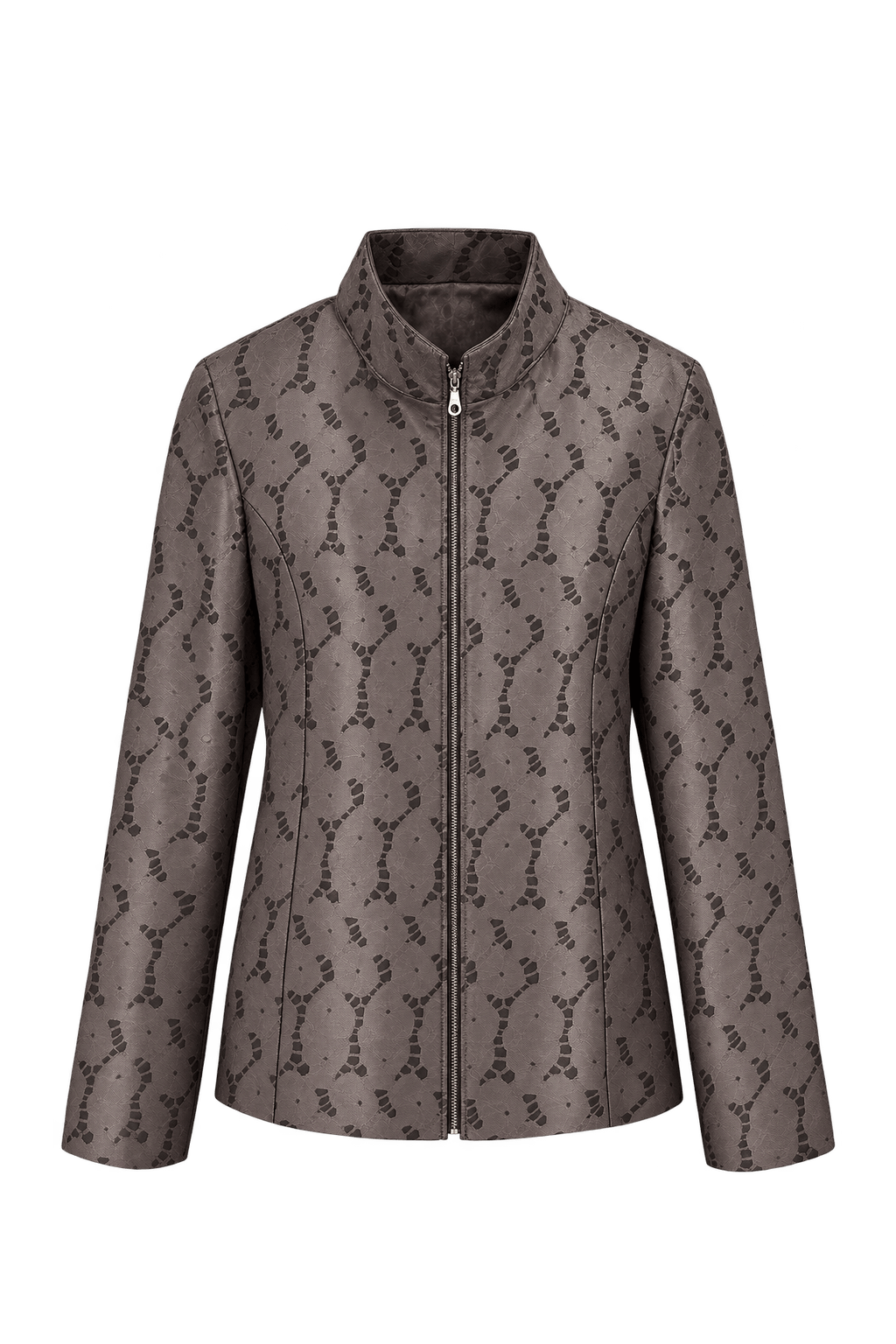 1990s Bronze Brown Woven Jacquard Jacket - Front View