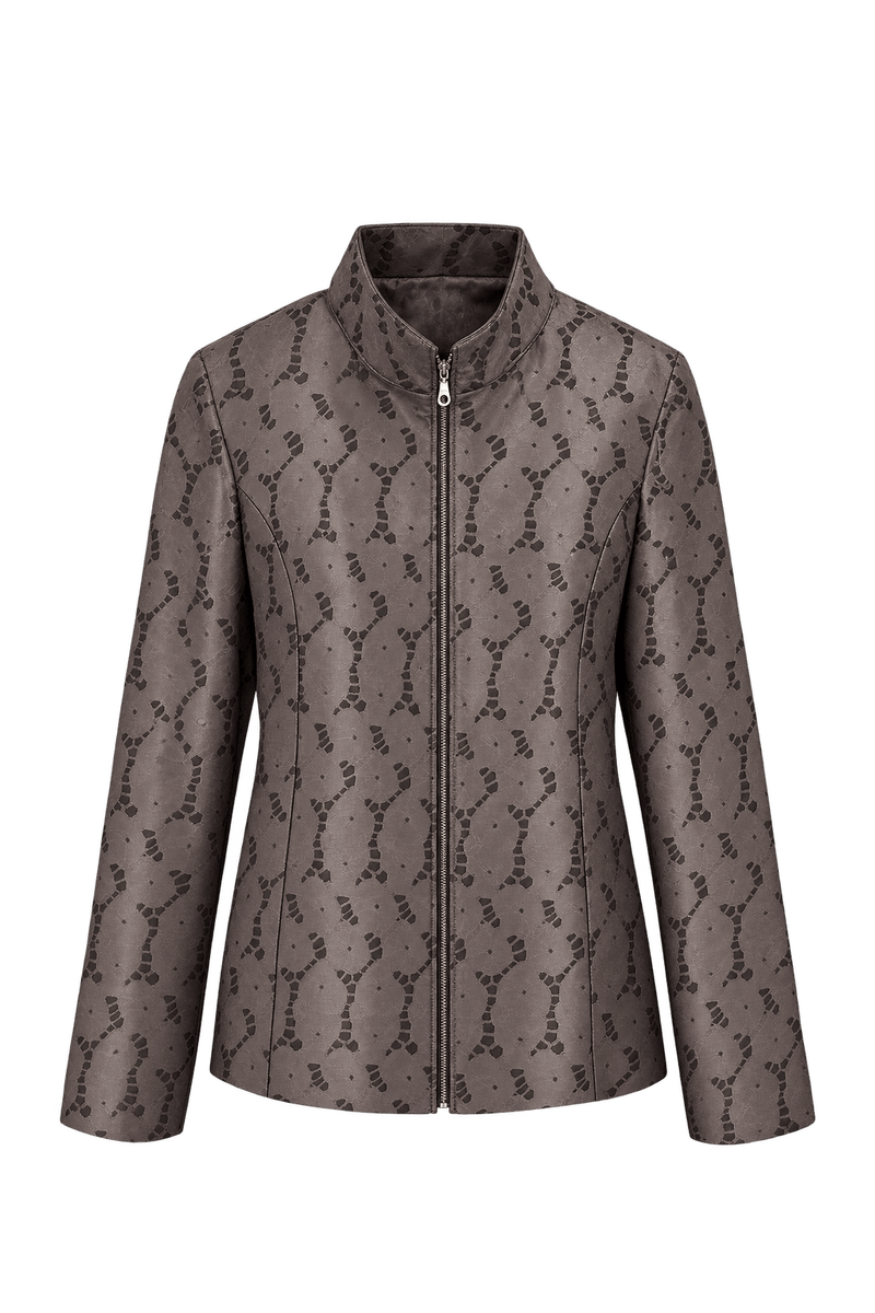 1990s Bronze Brown Woven Jacquard Jacket - Front View