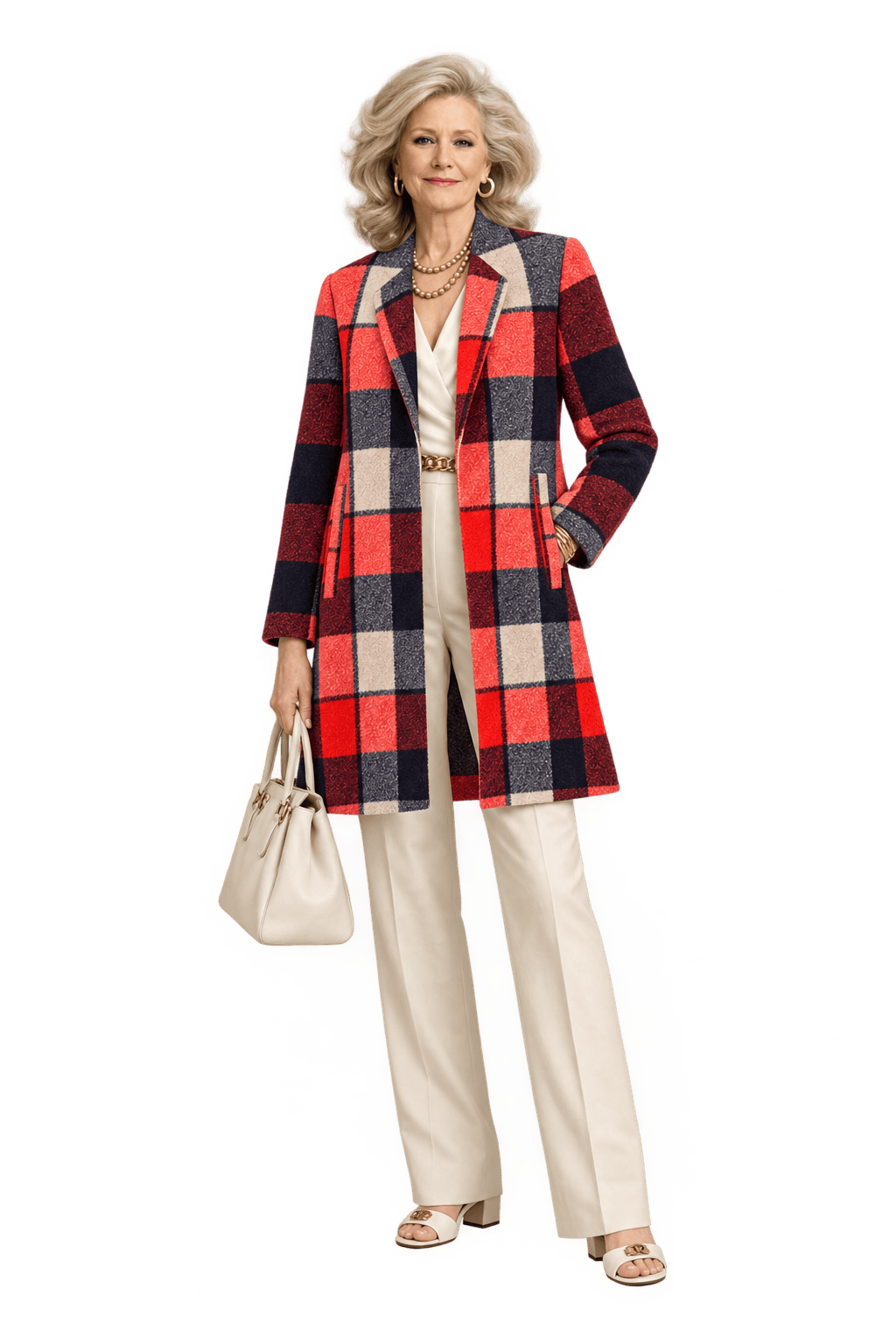 1970s Coral Red Brushed Fabric Coat - Model
