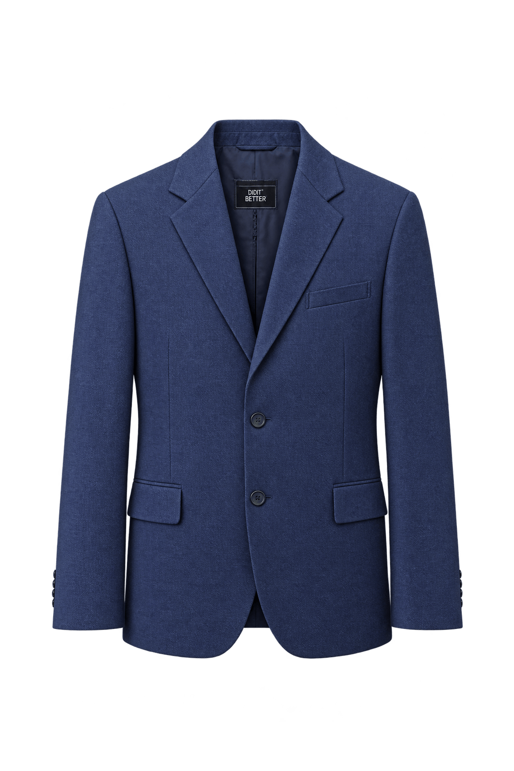 1980s Navy Blue Woven Blazer - Front View