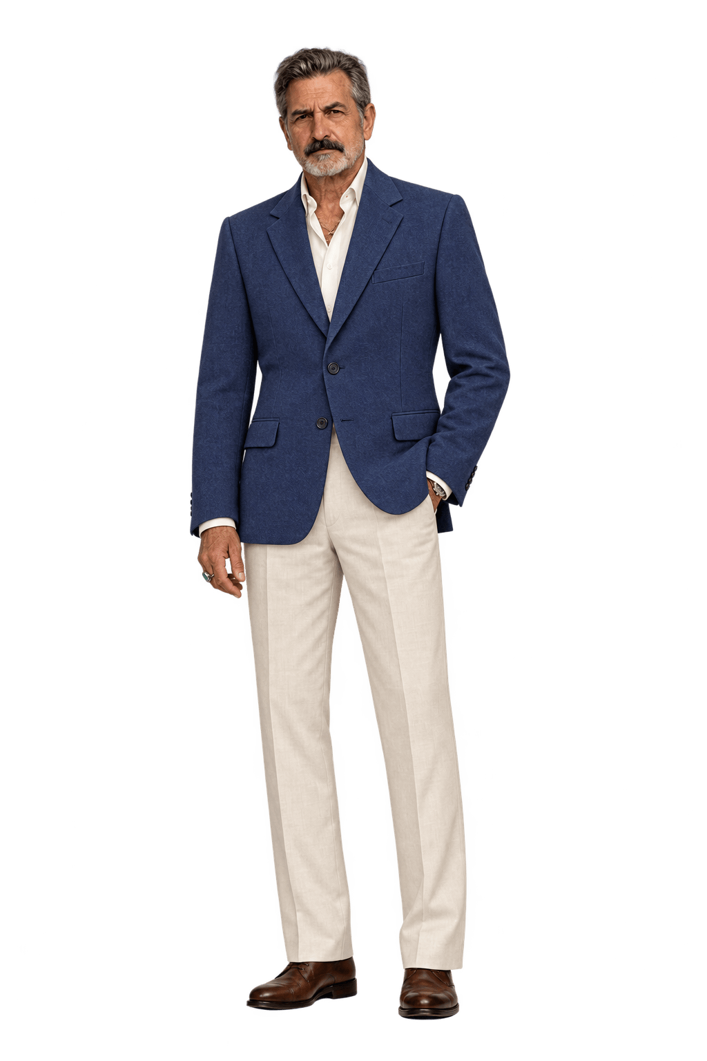 1980s Navy Blue Woven Blazer - Model
