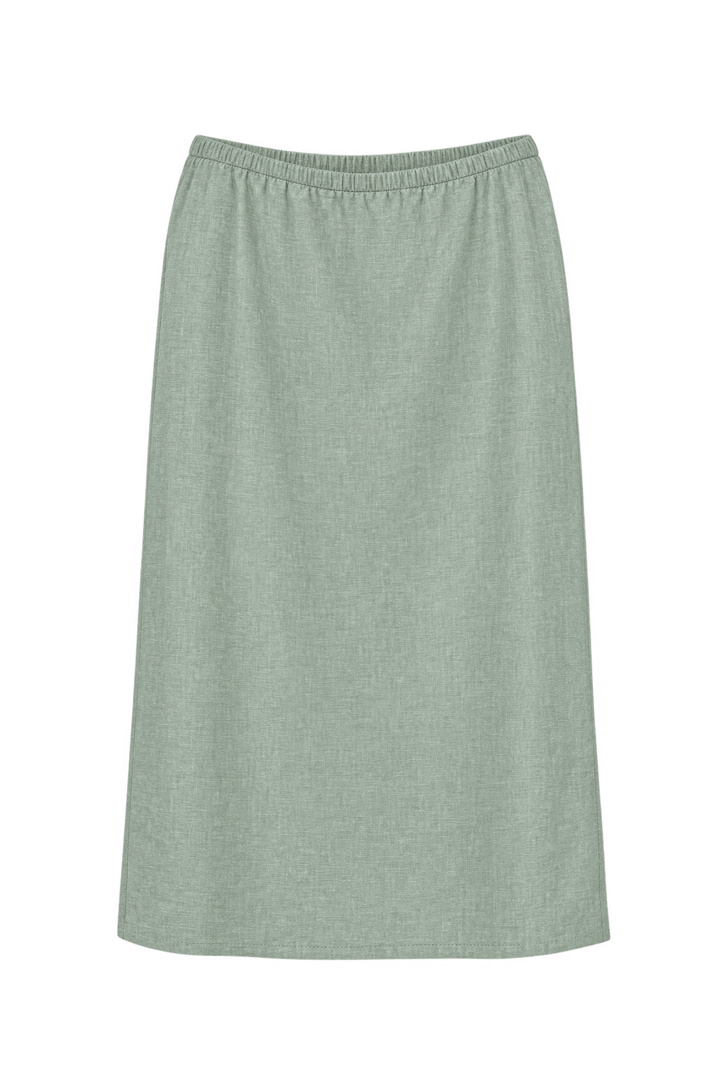 1960s Pale Sage Green Woven Fabric Skirt - Front View