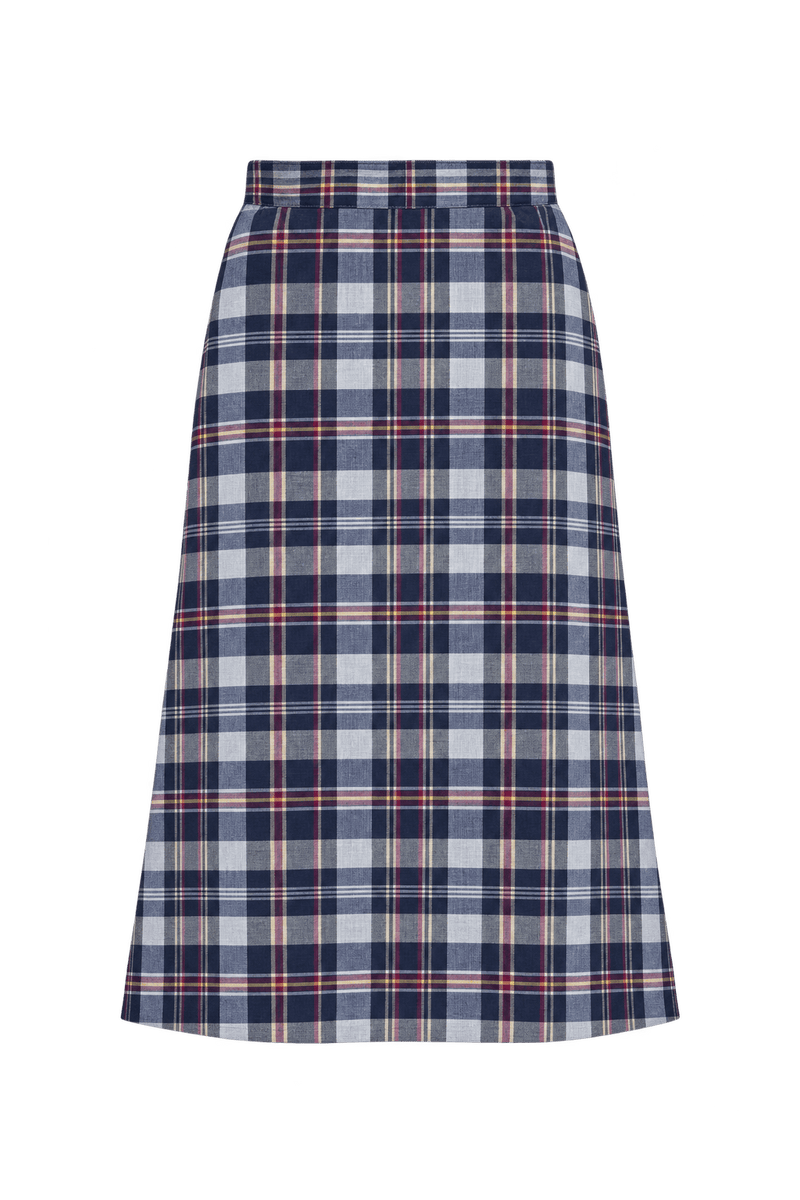 1960s Navy Blue Woven Culottes - Front View
