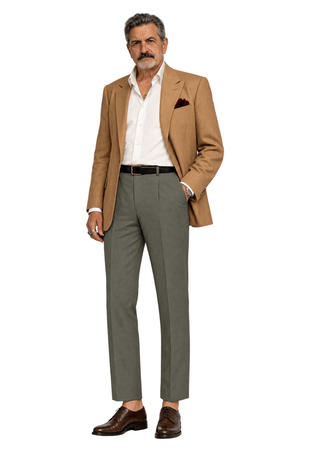 1980s Muted Olive-Khaki Woven Trousers - Model