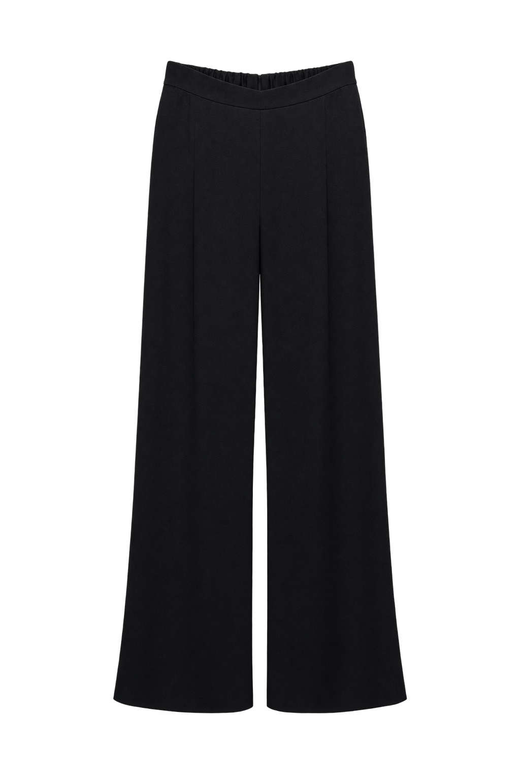 1990s Black Woven Fabric Wide-Leg Pants - Front View