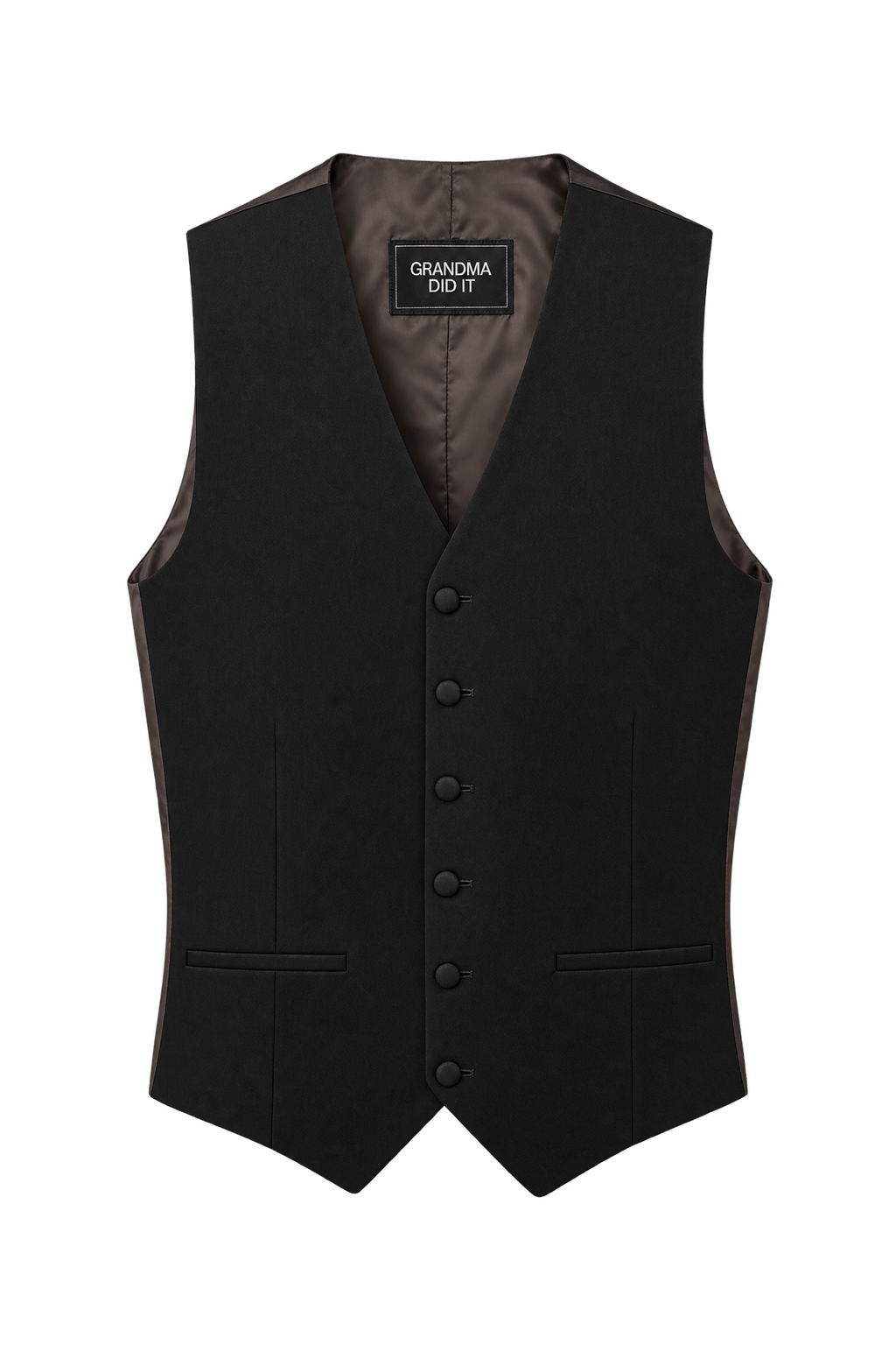 1970s Dark Chocolate Brown Woven Vest - Front View