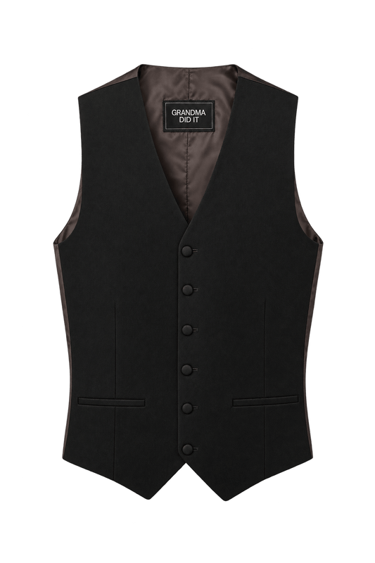 1970s Dark Chocolate Brown Woven Vest - Front View