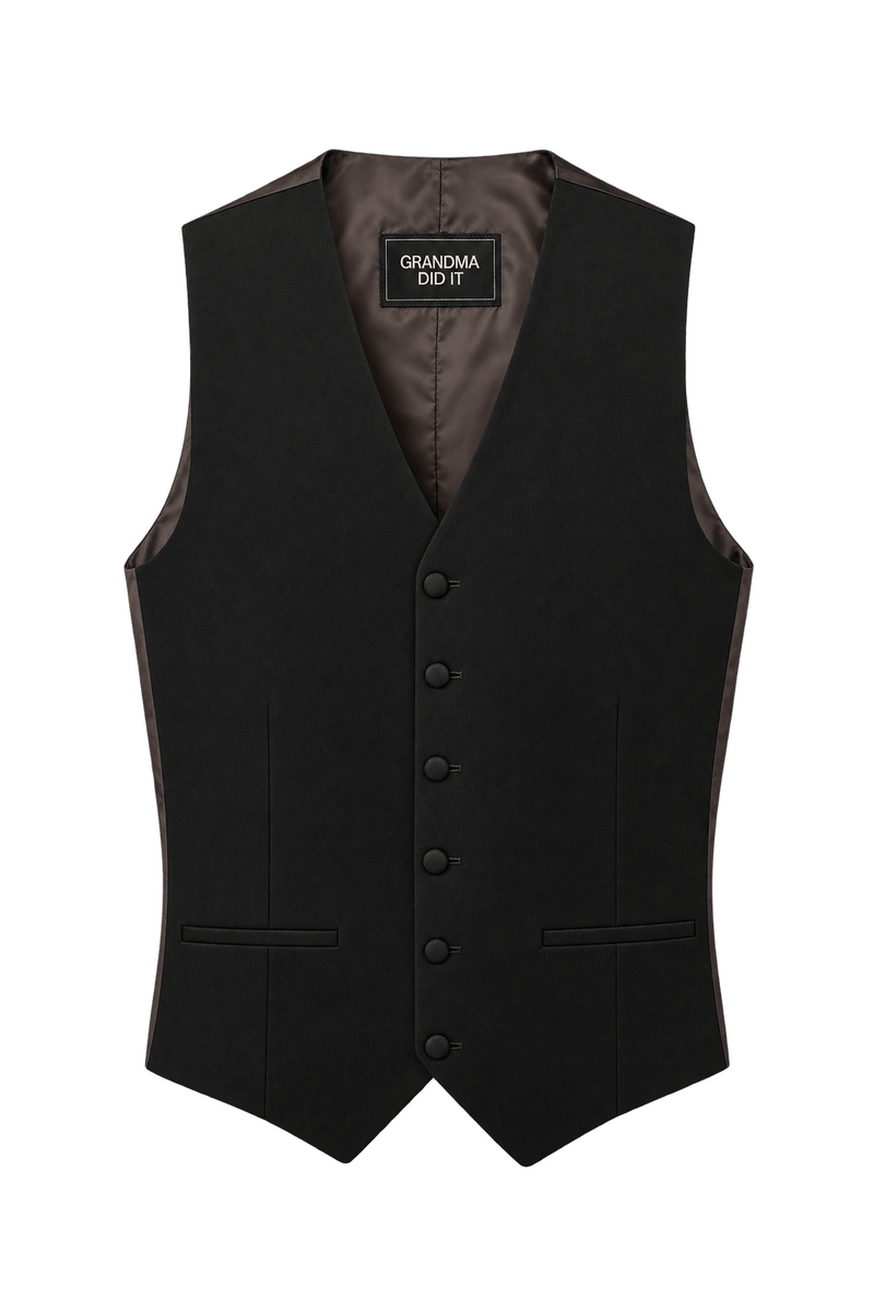 1970s Dark Chocolate Brown Woven Vest - Front View